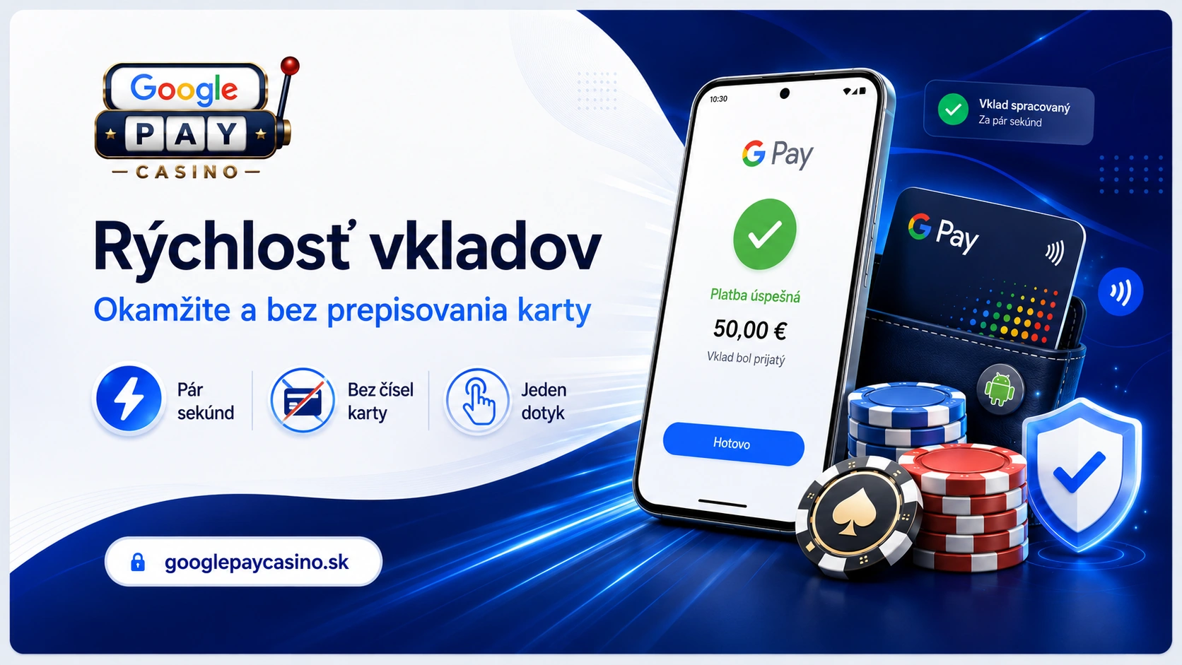 Rýchlosť vkladov cez Google Pay v kasíne